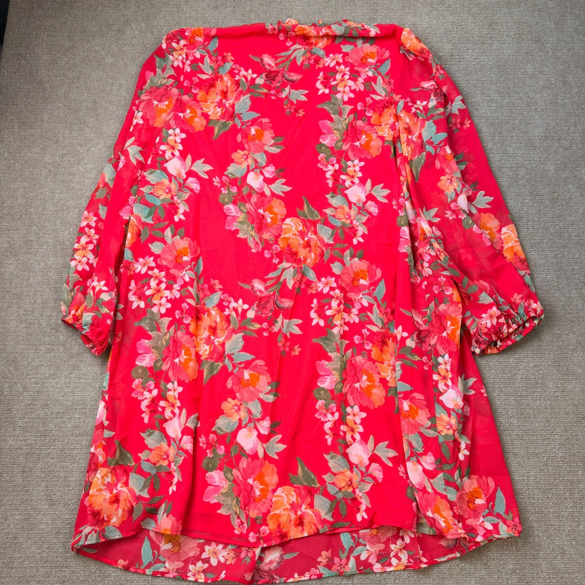 MSRP $89 Jessica Howard Womens L Floral Split Tie Neck Long Sleeve Shift Dress