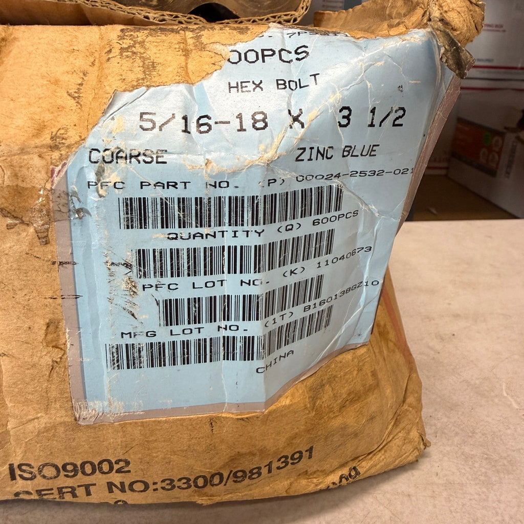Pack of 172 PFC 5/16-18 x 3 1/2 Hex Cap Screw Bolts Grade 2 Zinc