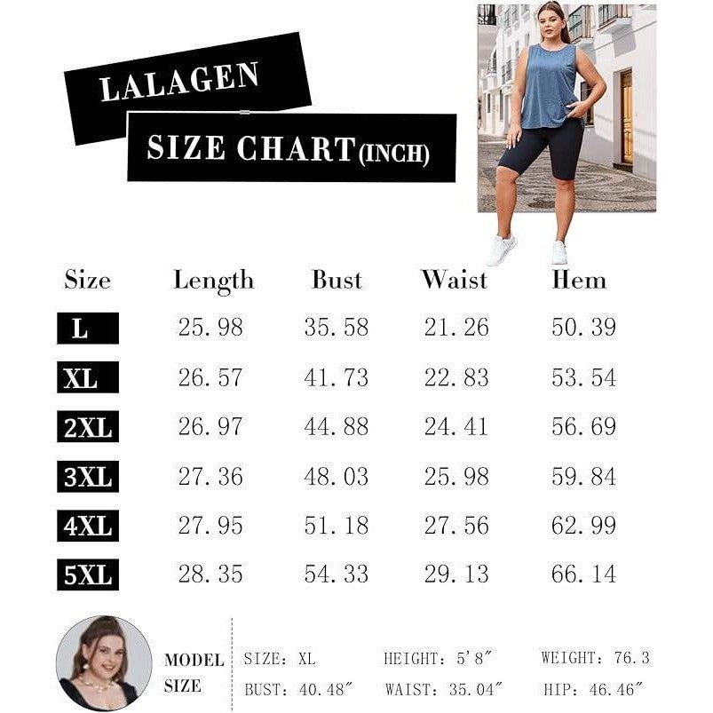 NWT Lalagen Women's XXL Black Plus Size Workout Tank Tops Sleeveless Summer