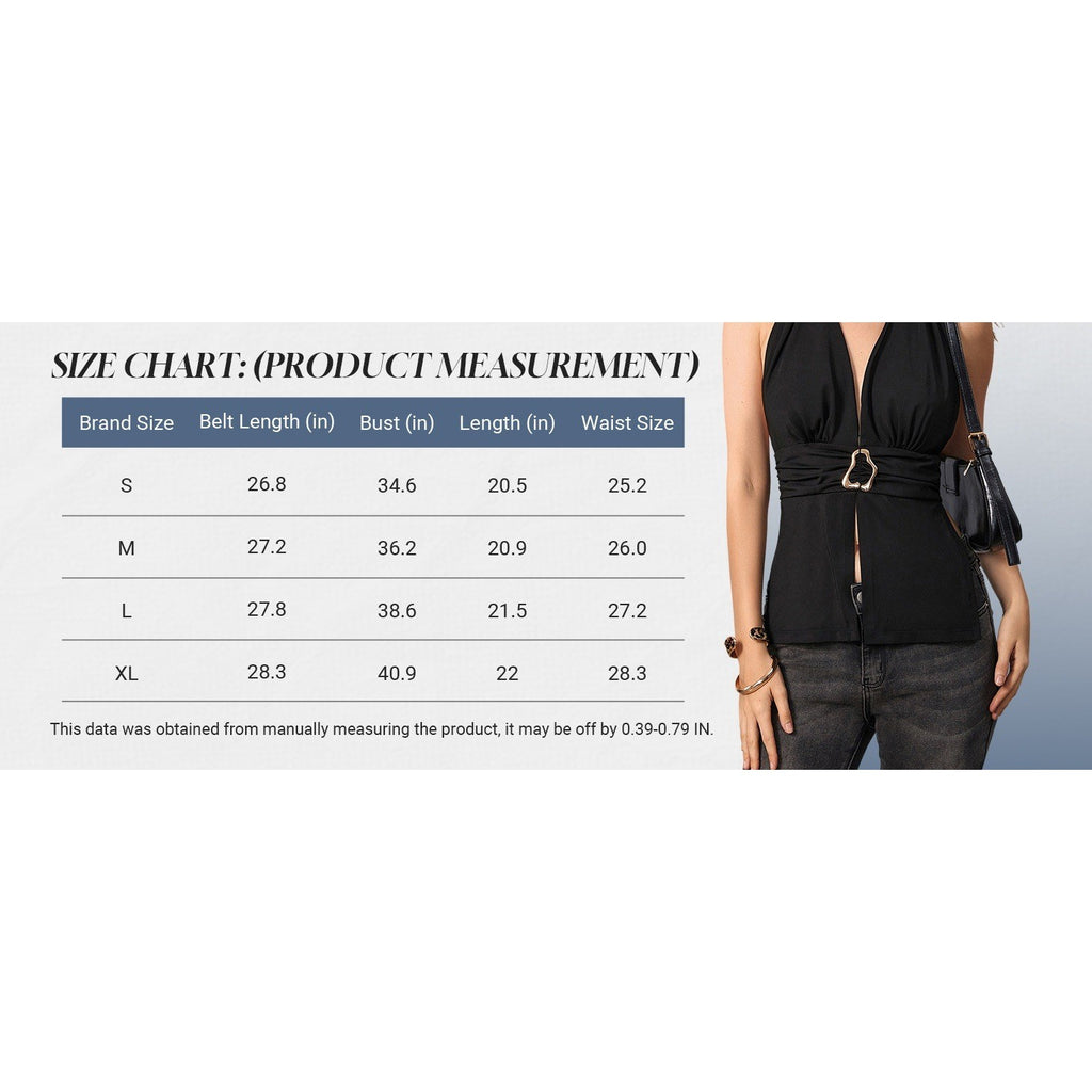 MSRP $26 Verdusa Women's S Tie Backless Halter Top Deep V Neck Y2k Clothes Sle