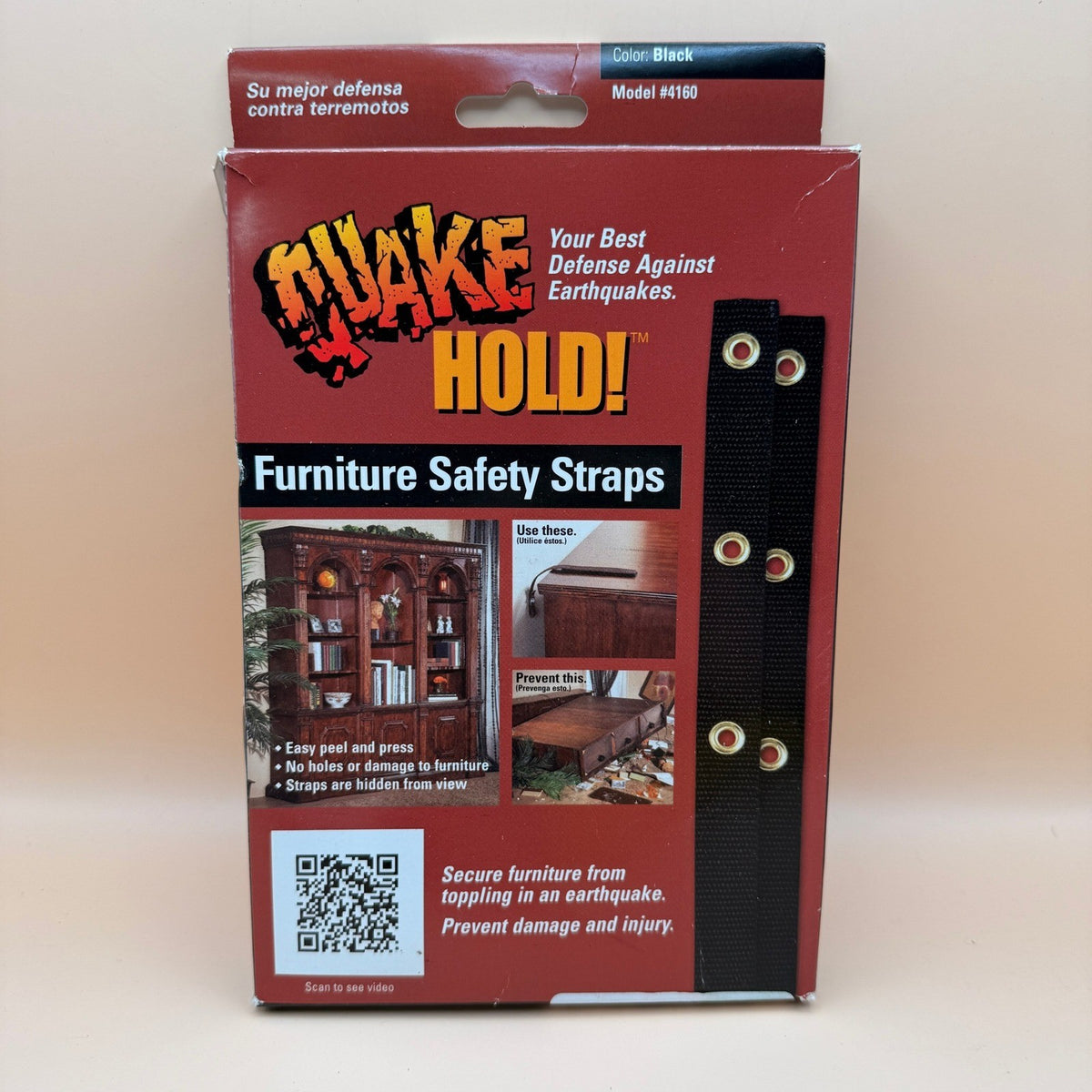 Quakehold 4160 Furniture Safety Strap Kit 15" Black