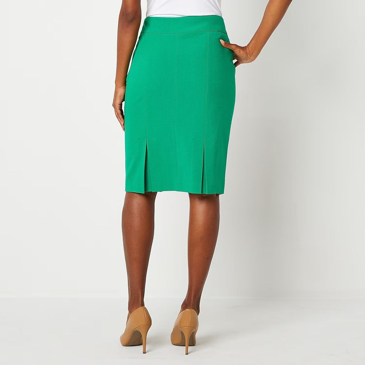 MSRP $54 Black Label by Evan-Picone Womens 12 Green Suit Skirt Knee Length