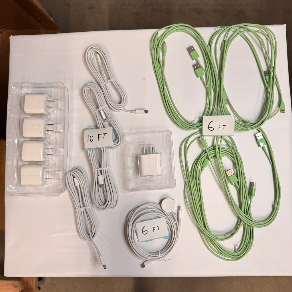 Set of 18 - 12 USB-C/A to Lightning Cables 6ft 10ft, 5 Adapters, Watch Cable
