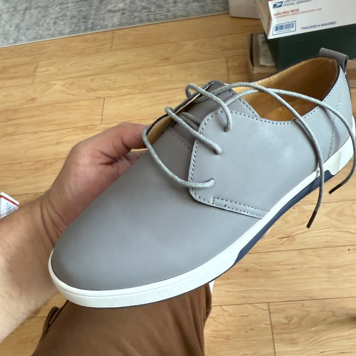 Santimon Men's US 6.5 Grey Casual Derby Lace Up Fashion Sneakers Shoes
