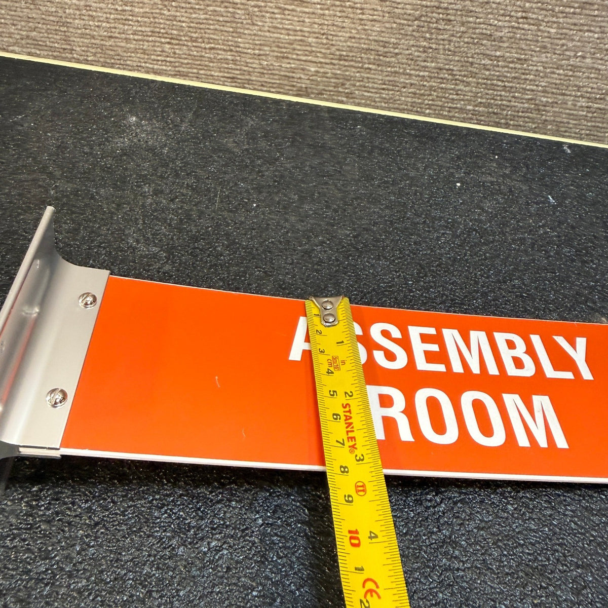Assembly Room Wall Mount Projecting Corridor Sign 3x10" Red & White w/ Bracket