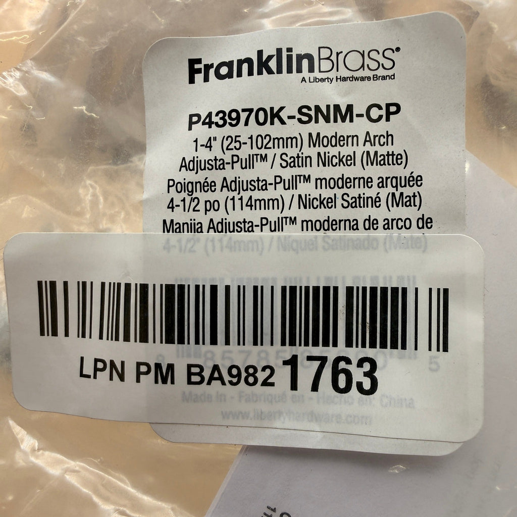 Set of 5 Franklin Brass P43970K-SNM-CP Adjustable Drawer Pulls Fits 1-4" Hole