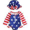 MSRP $26 Baby Girl 90 (6-12M) American Flag Long Sleeve Zipper One Piece Swimsu