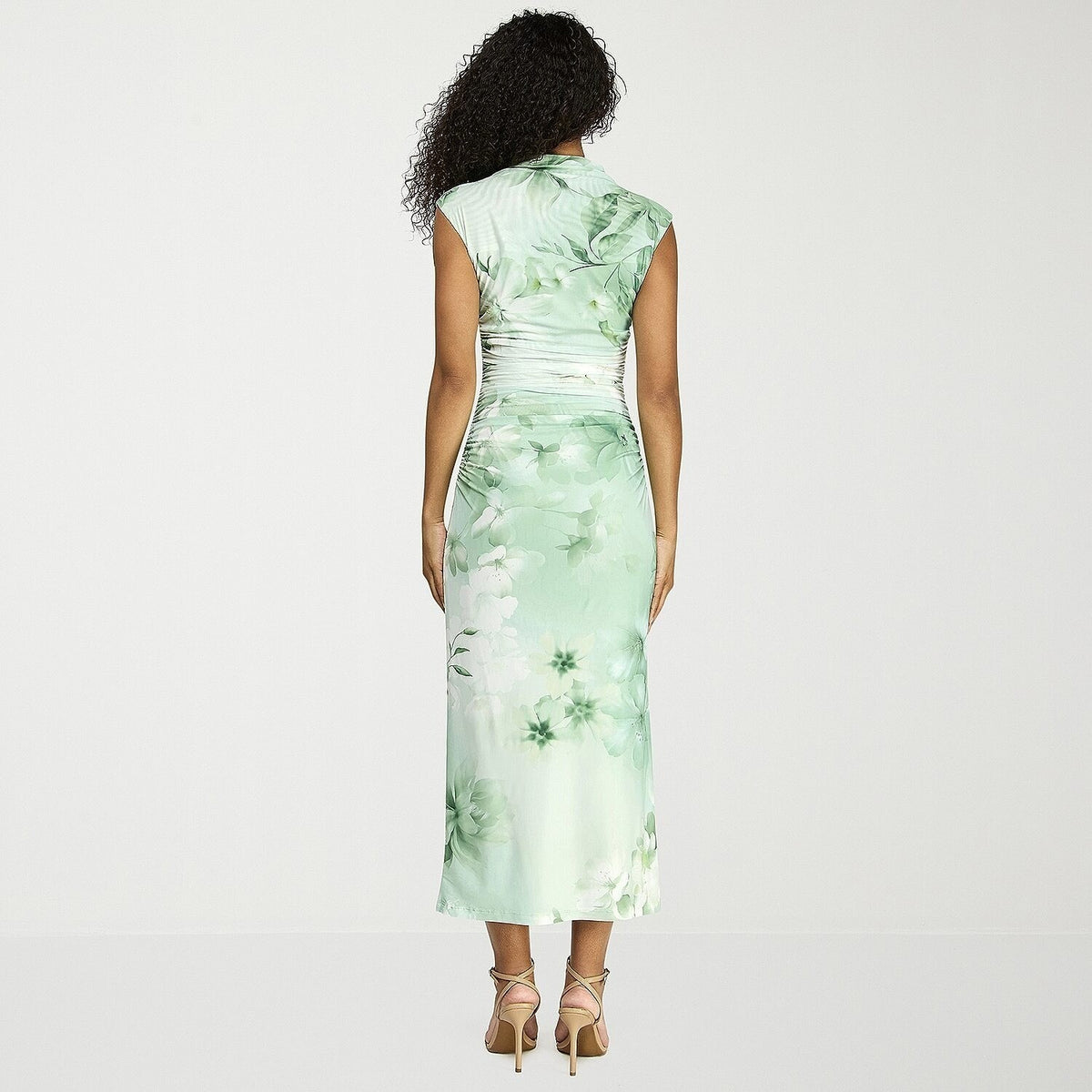 MSRP $69 Premier Amour Womens 16 Sage White Floral Sleeveless Sheath Dress Mock