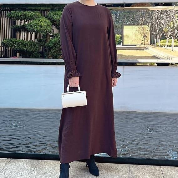 RLLJS Women's XS/S Dark Coffee Prayer Dress Muslim Ramadan Garment