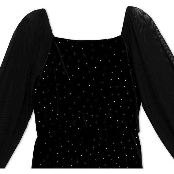 MSRP $74 Speechless Girls' 8 Black Velvet Pearl-Embellished Jumpsuit Long She