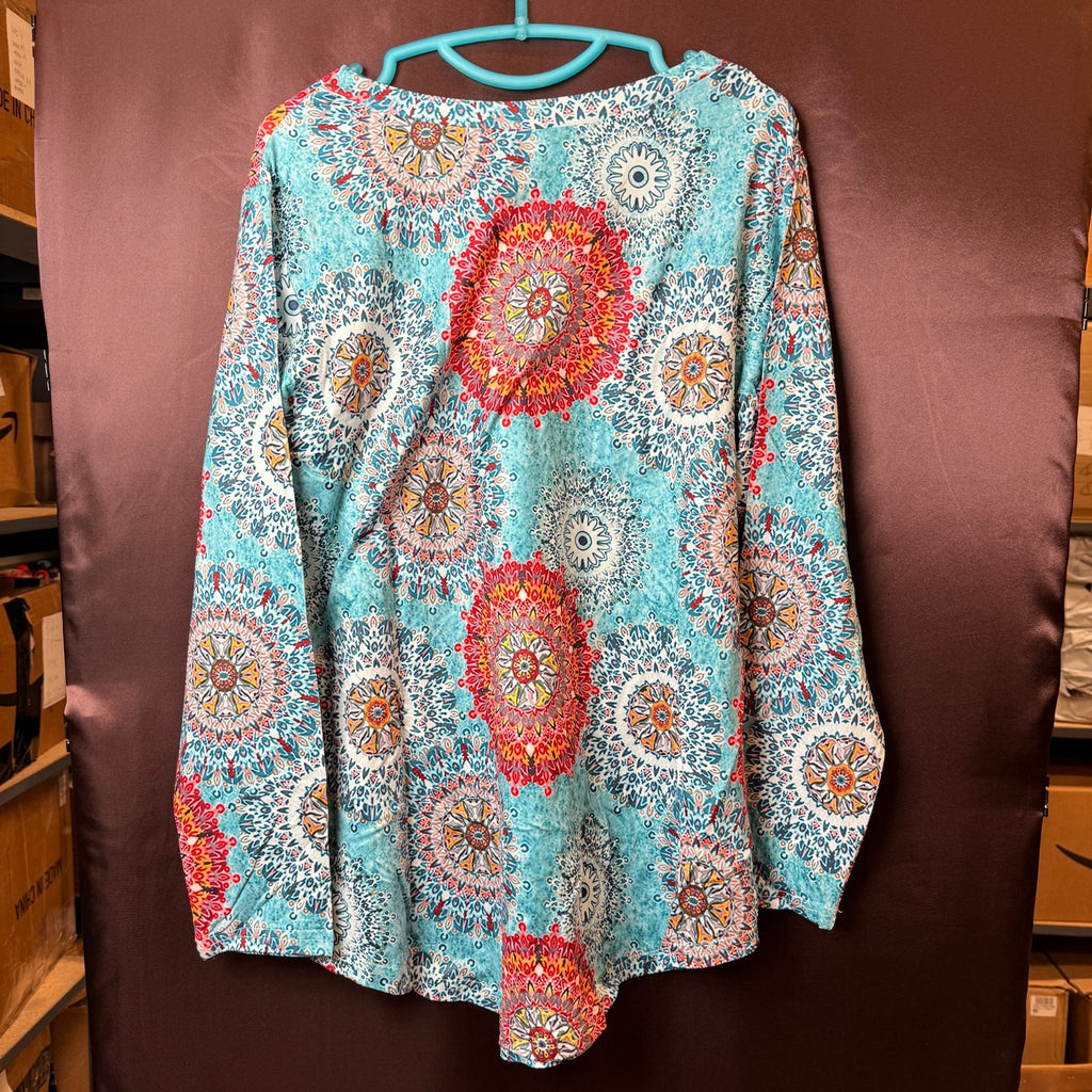 ROSRISS Womens Plus Size 14W-28W Top Long Sleeve Tee V-Neck Tunic Blouse T-Shirt