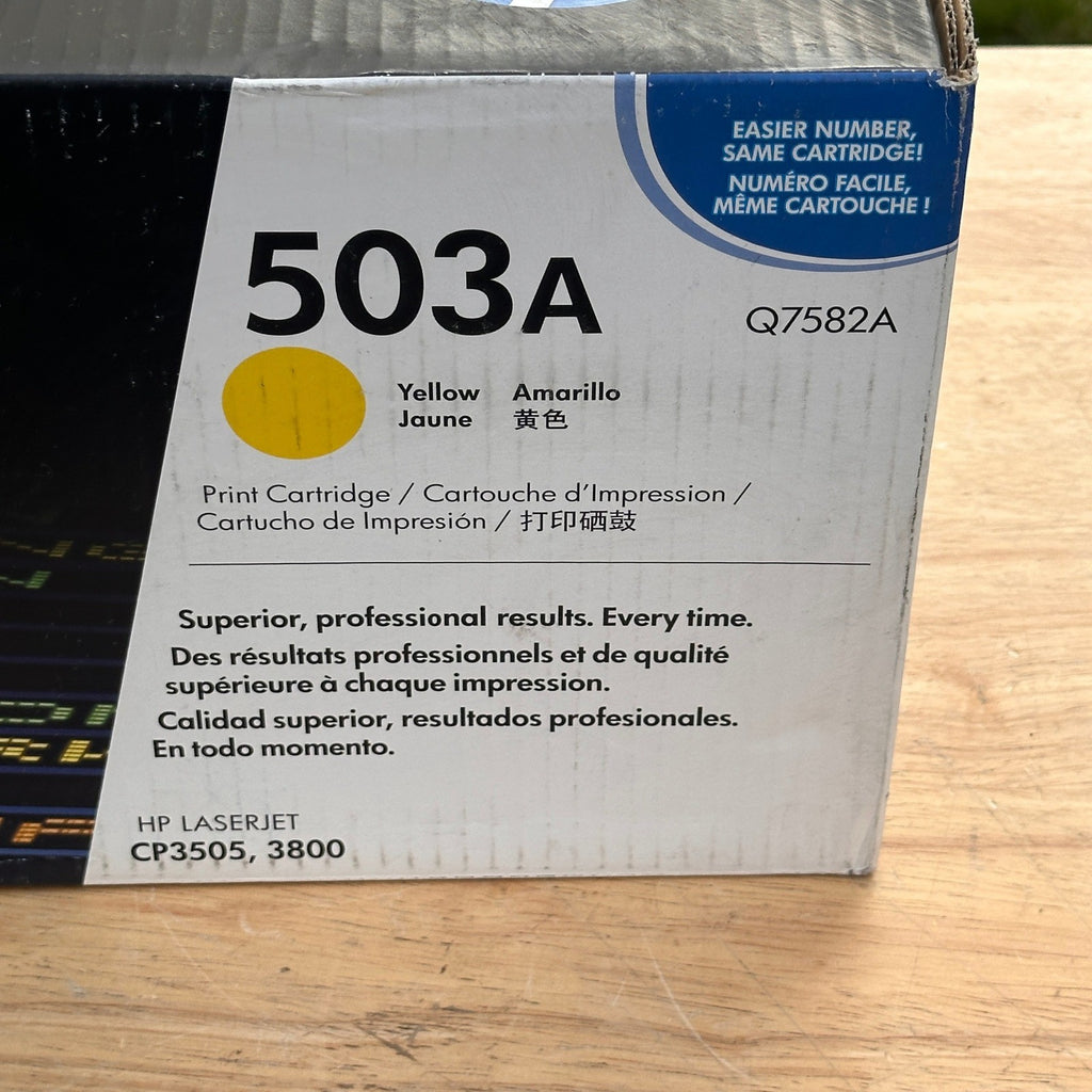 HP 503A Yellow Q7582A Print Cartridge for LaserJet CP3505, 3800 Sealed
