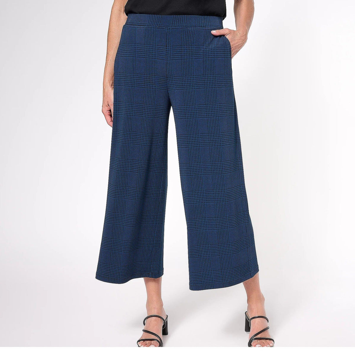 Susan Graver Women's Cosmic Blue XXS Petite Printed Liquid Knit Culotte Pant