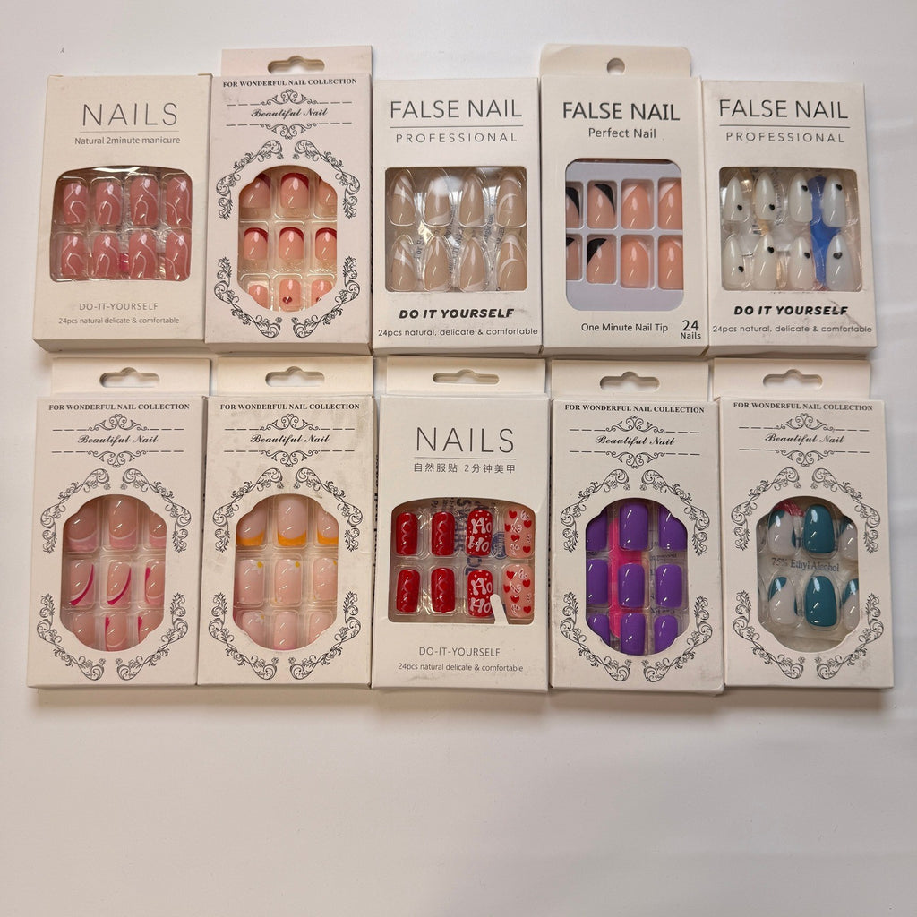 Lot of 10 Pack of 24 New False Press On Nails Assorted Designs and Colors №N7