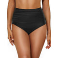 MSRP $23 Tempt Me Women's XXL High Waisted Bikini Bottom Retro Ruched Swim B