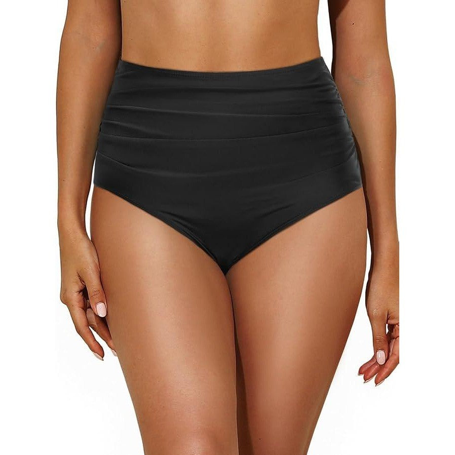 MSRP $23 Tempt Me Women's XXL High Waisted Bikini Bottom Retro Ruched Swim B