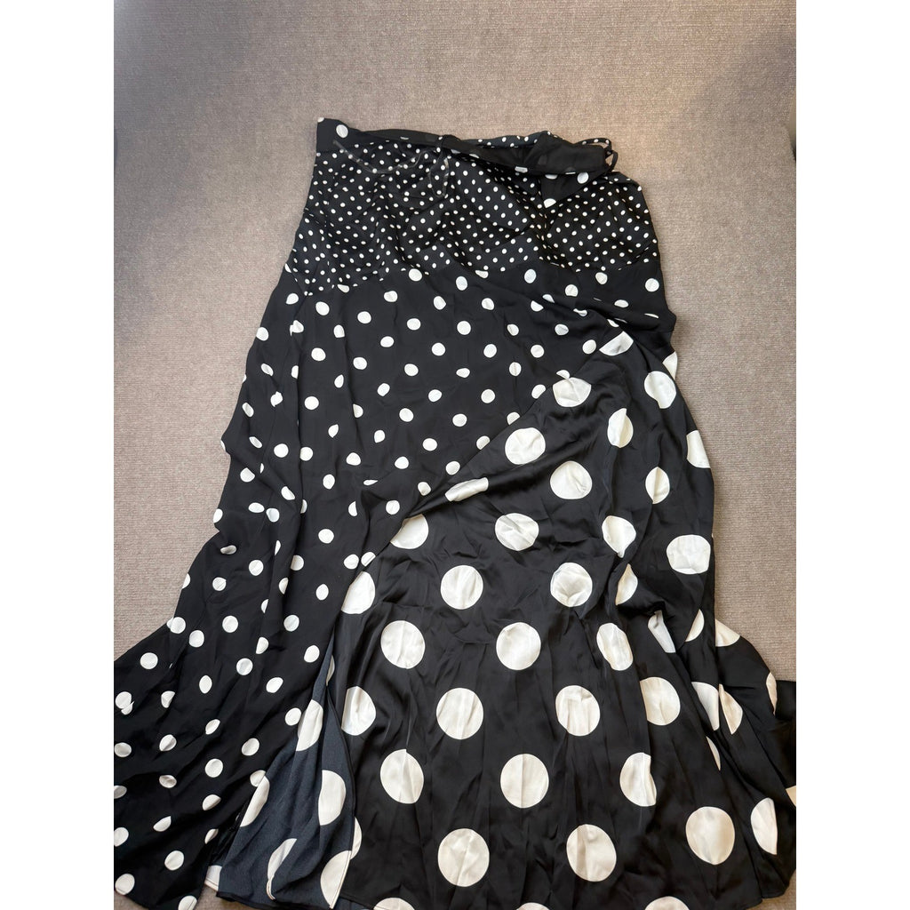 MSRP $100 Ashley Graham Womens 2X Black Dots Print Mix Slip Dress