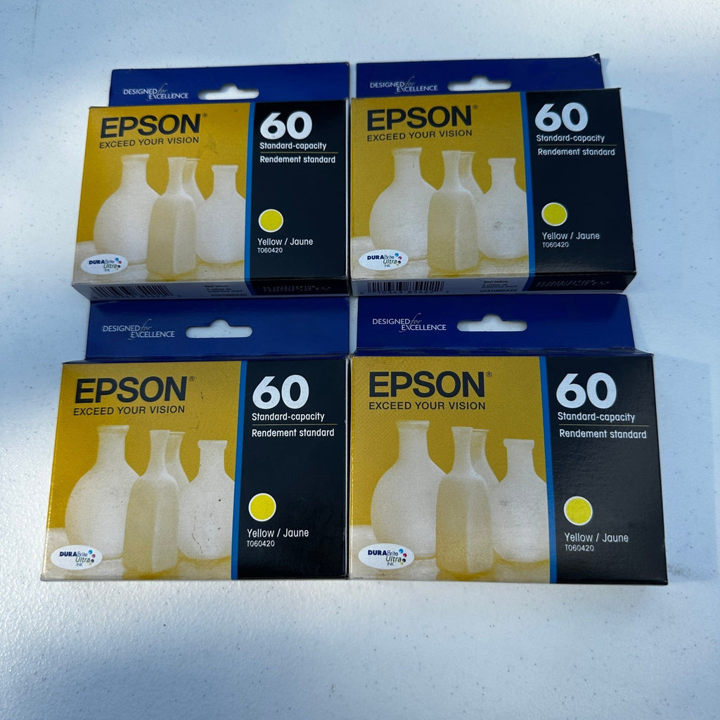 Set of 4 Epson 60 T060420 Yellow Ink Cartridge EXP 01/2026 Standard Capacity