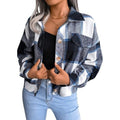 Womens Size S Casual Plaid Shacket Long Sleeve Wool Blend Button Down Shirt Jac