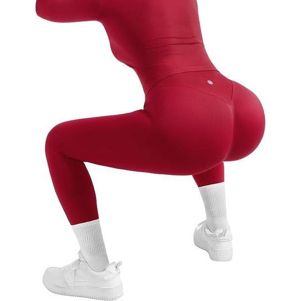 MSRP $36 SUUKSESS Women's M Red Two Piece Workout Sets High Waisted Seamless