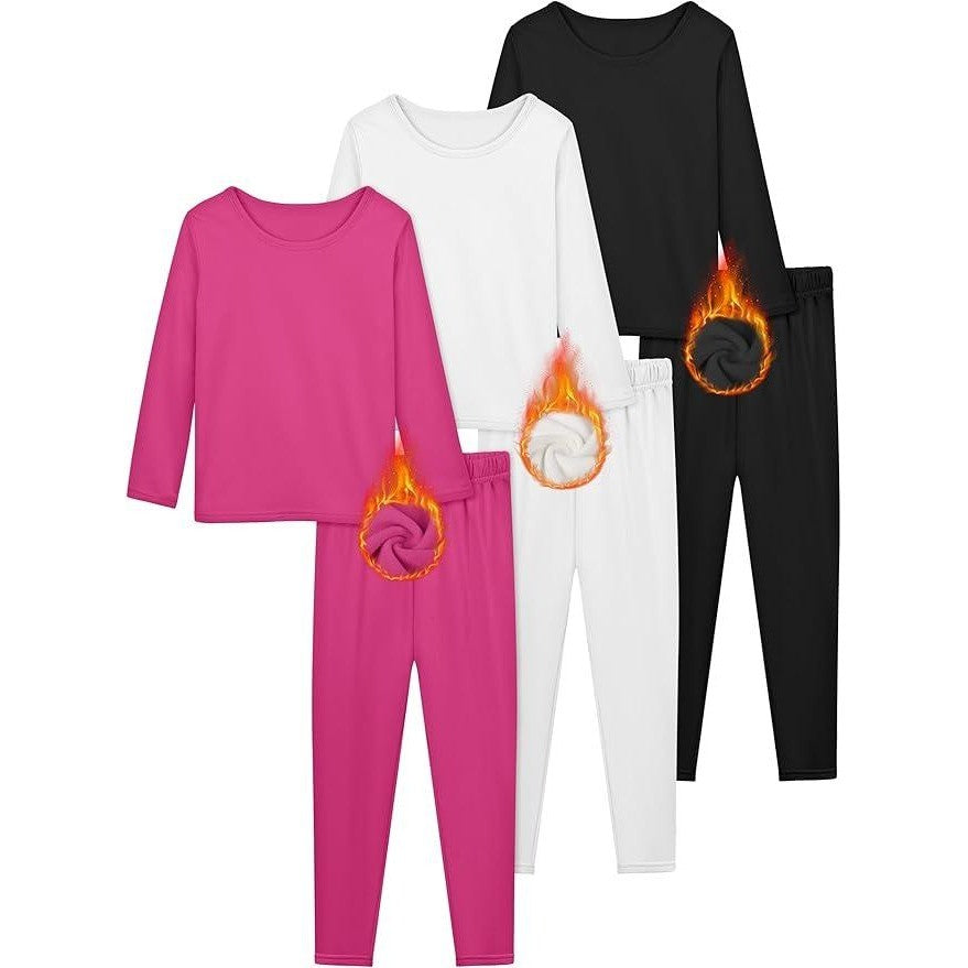 MSRP $36 Resinta 3 Girls 7-8Y Thermal Underwear Set Soft Winter Thermal Top and