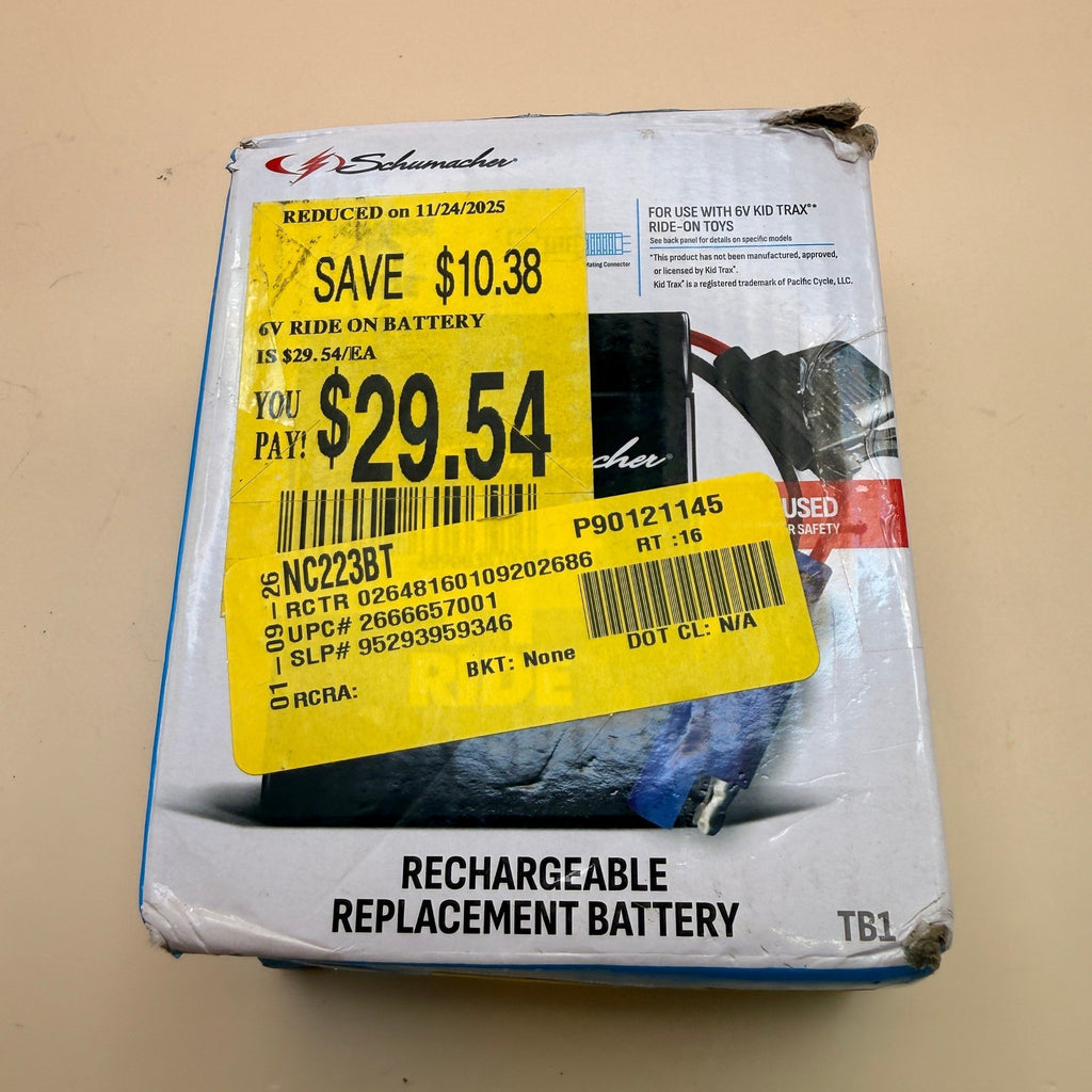 Schumacher Electric TB1 Charge 'n Ride 6V Rechargeable Replacement Battery
