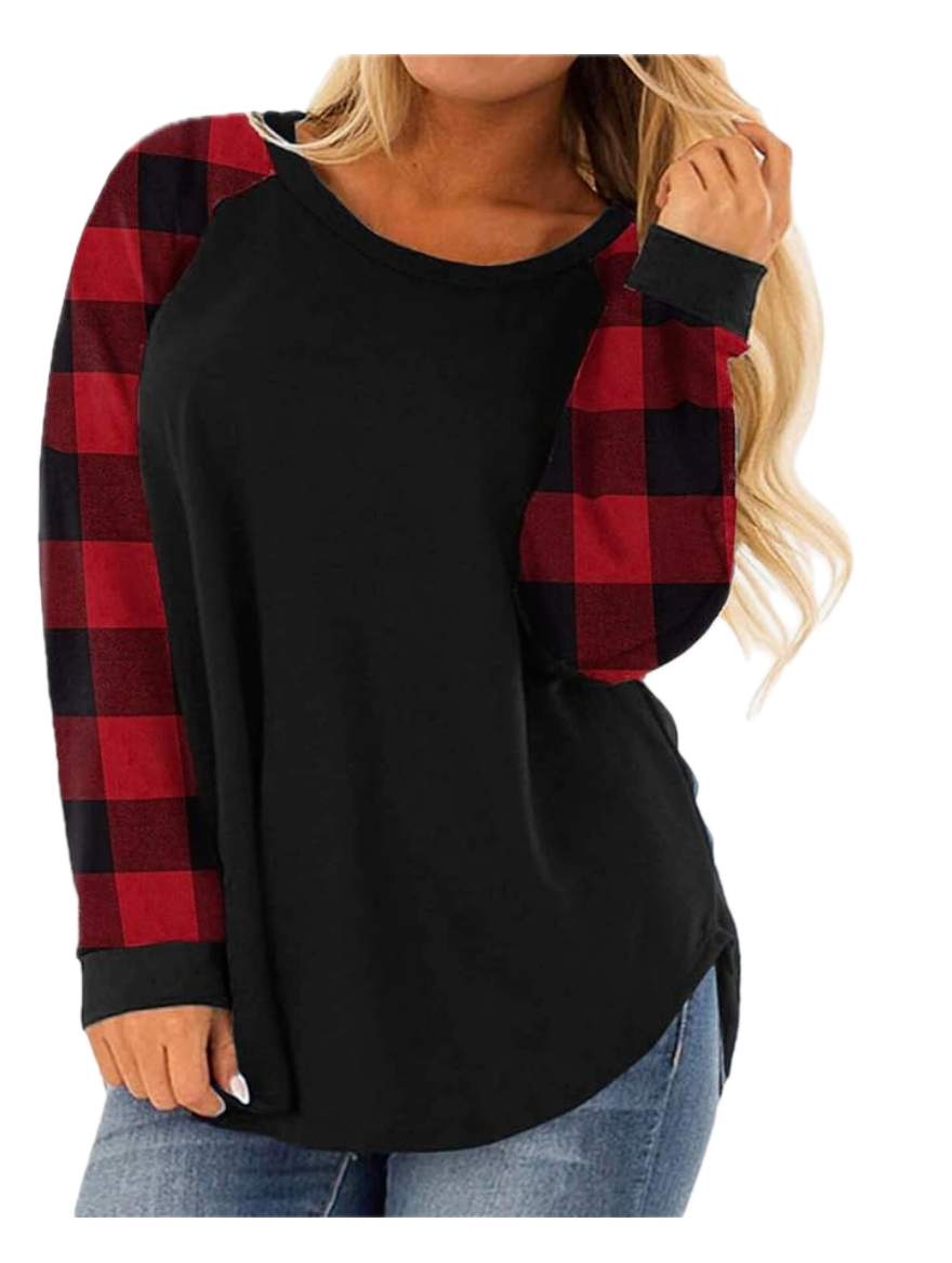 ROSRISS Womens Plus Size 14W Long Sleeve Tunic Crewneck Colorblock Striped Tee