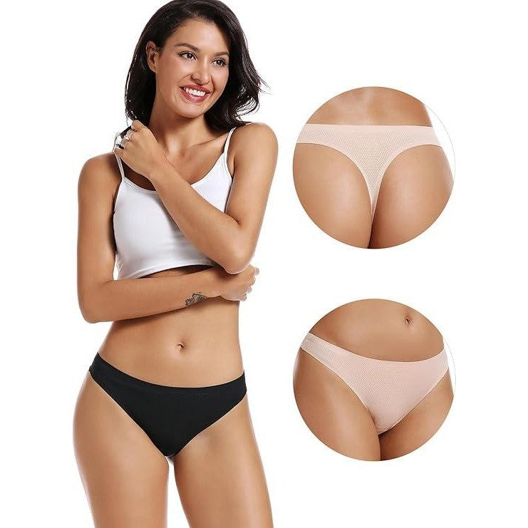 MSRP $18 voenxe 5 Pack L Seamless Women Underwear Thongs,No Show, No Line Wo