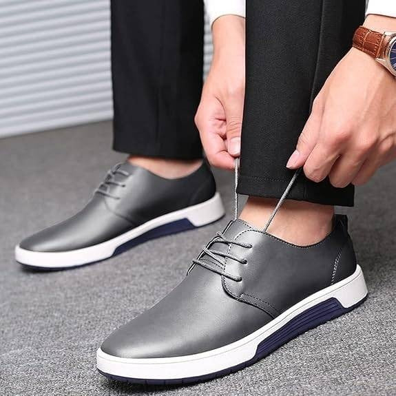 Santimon Men's US 6.5 Grey Casual Derby Lace Up Fashion Sneakers Shoes