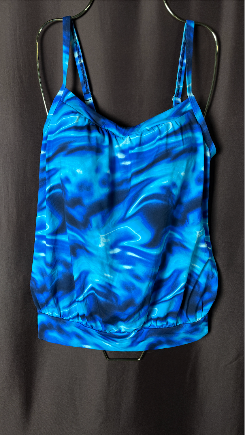 Lands' End Women's 4R-10L Chlorine Resistant Blouson Tankini Swimsuit Top Electr