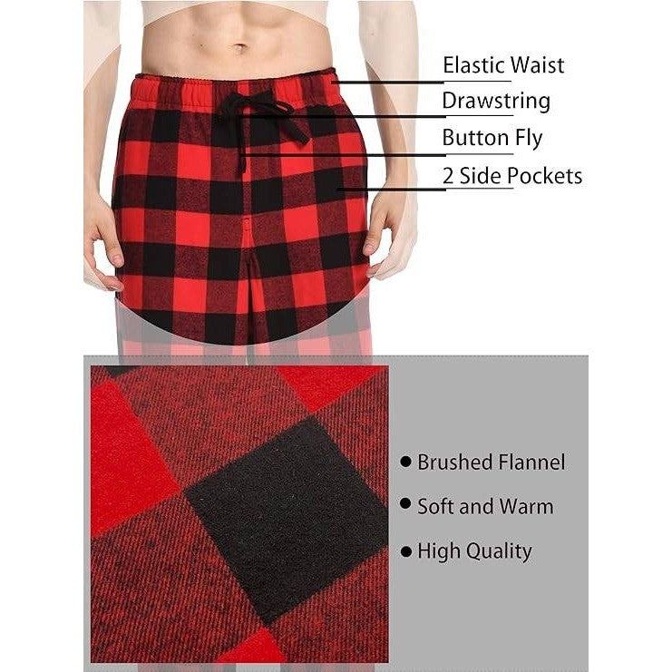 MSRP $25 Nutria Mens XL Flannel Pajama Pants Red Buffalo Plaid Cotton Soft B