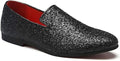 Santimon Men's US 6.5 - 12.5 Black Glitter Slip-On Loafers Sequin Dress Shoes