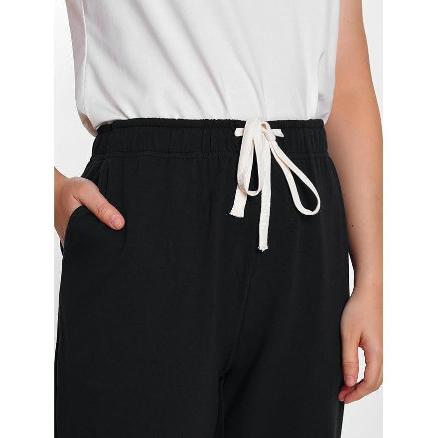 MSRP $34 Weintee Women's Petite M Cotton Lounge Pants with Pockets Black