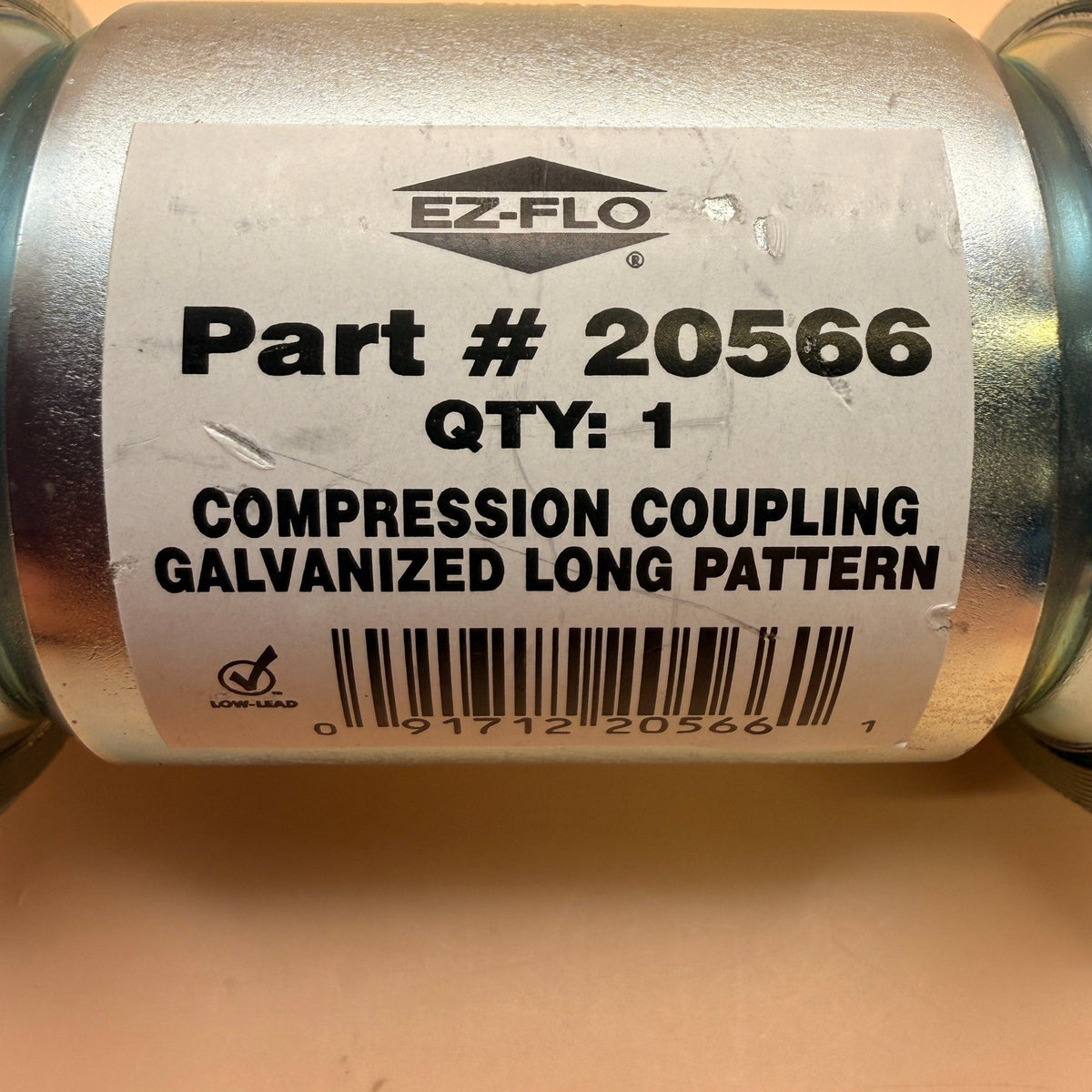 Eastman 20566 4-3/8 Inch Long Pattern Compression Coupling, 1 Inch IPS, Galvani