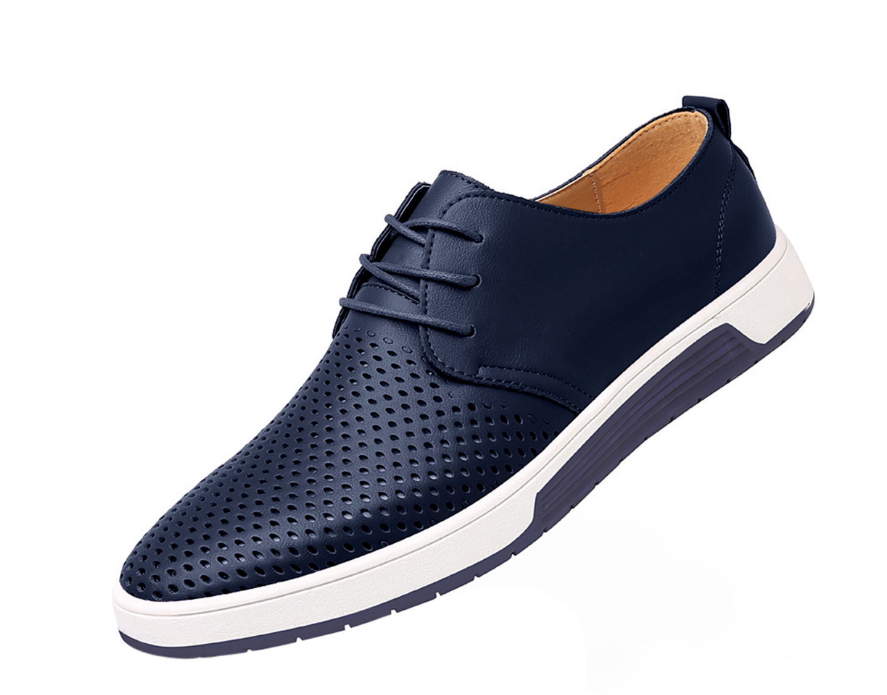Santimon Men's US 7-10 Blue Casual Derby Shoes Breathable Lace Up Sneakers