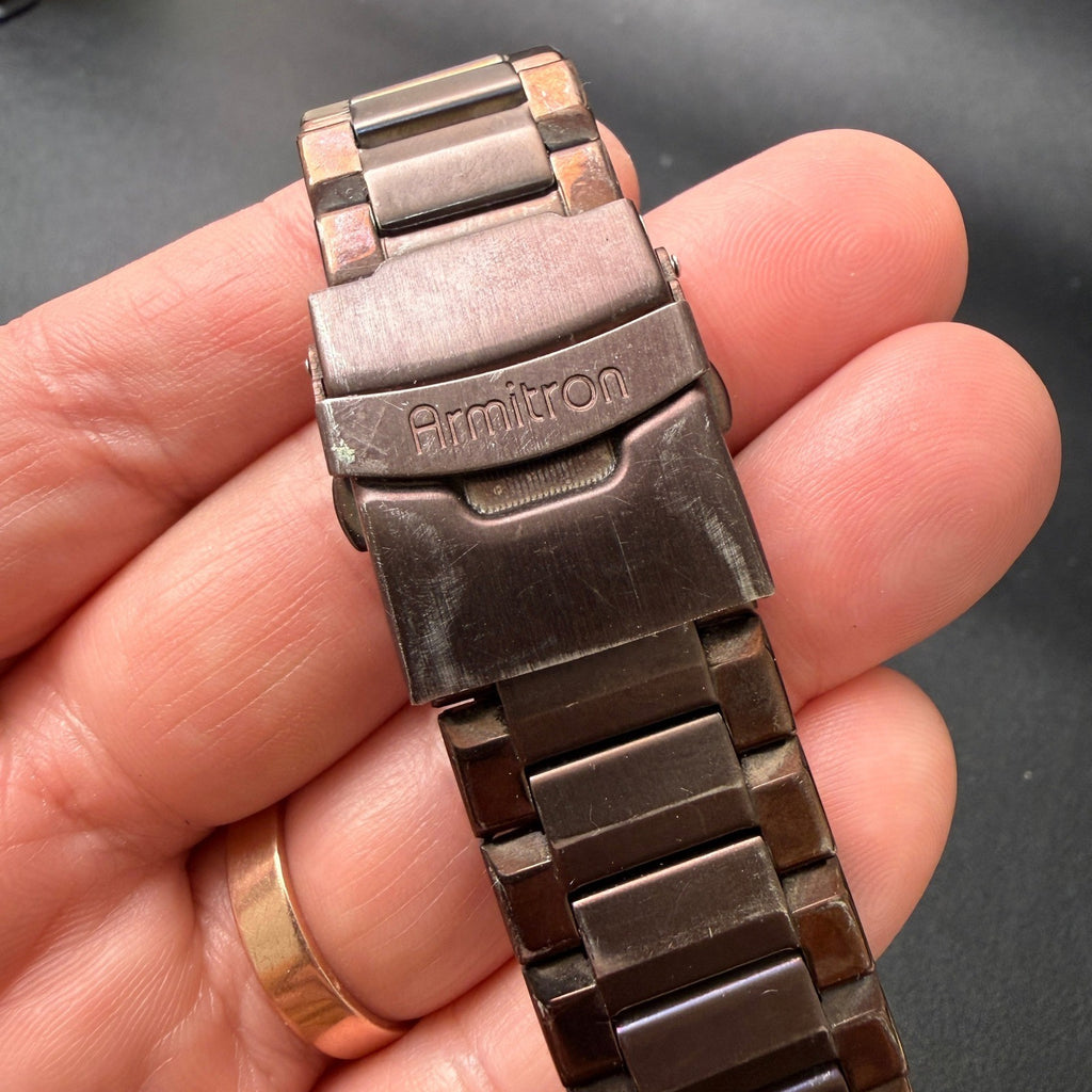 MSRP $55 Armitron 20/4692BN Men's Stainless Steel Bracelet Watch New Battery