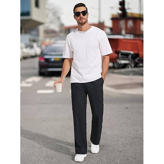 MSRP $39 Tallemon Men's 32" M Black Casual Cargo Pants Hiking Workout Joggers
