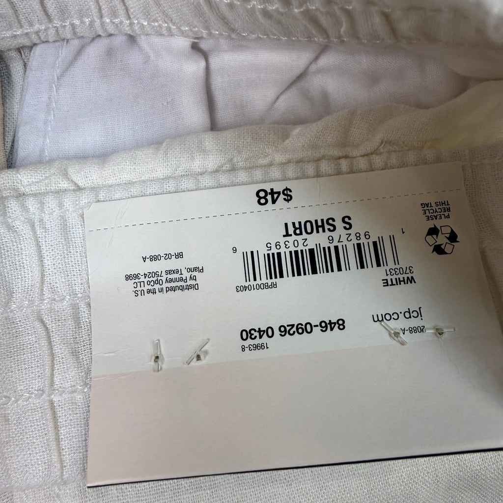 MSRP $48 St. John's Bay Womens S Short White Wide Leg High Rise Pull-On Pants