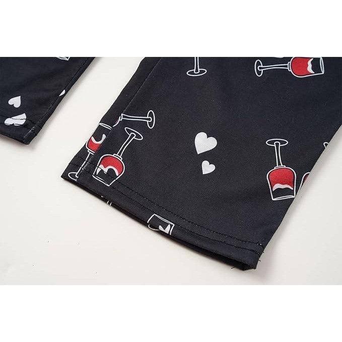 MSRP $25 VENTELAN Women's Black Wine 3XL Pajamas Cute Sleepwear Long Sleeve