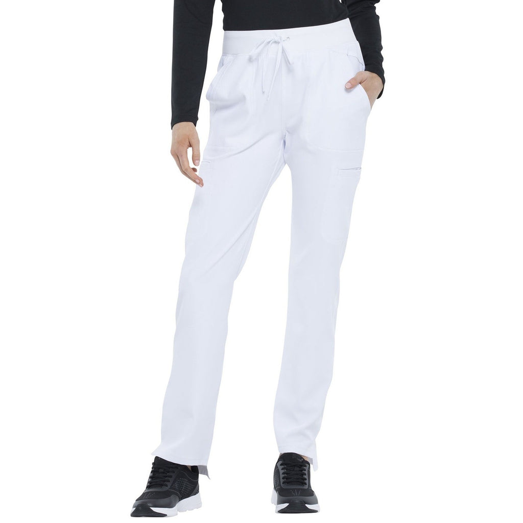 Elle Women's M Tall Scrubs Pant Natural Rise Straight Leg White