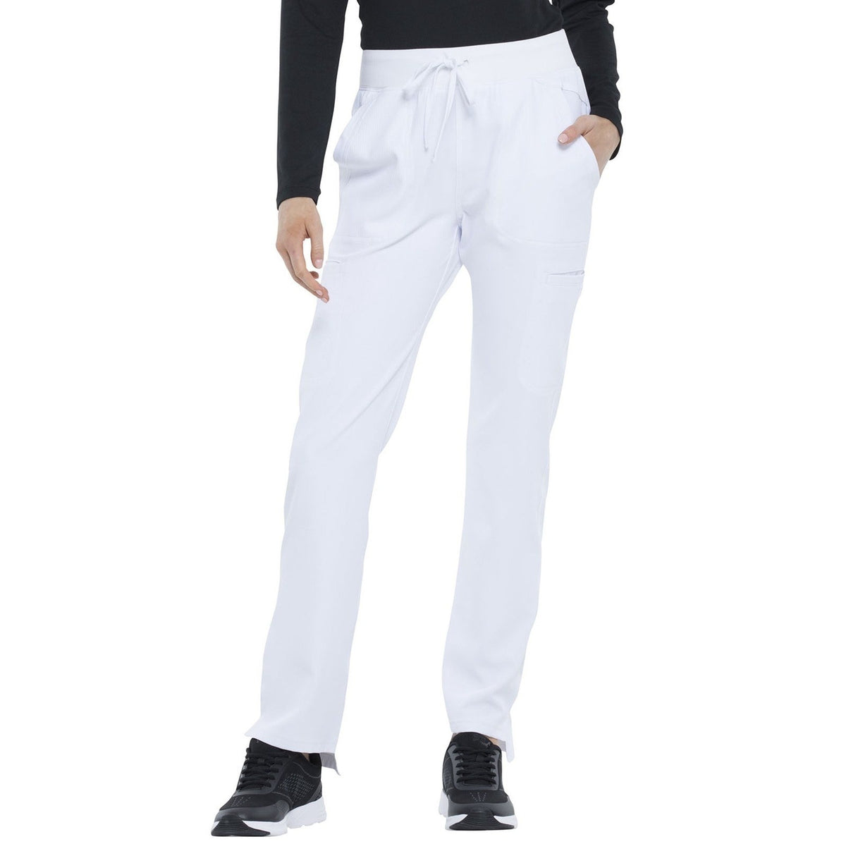 Elle Women's M Tall Scrubs Pant Natural Rise Straight Leg White