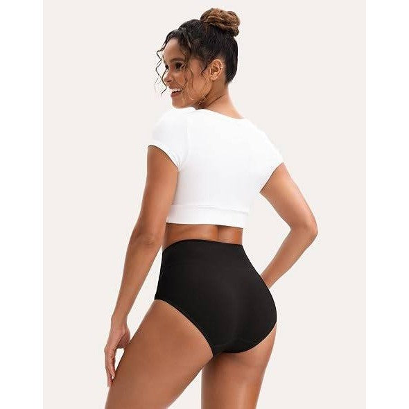 Pack of 5 MSRP $32 INNERSY Womens XL Black High Waisted Underwear Cotton Panties