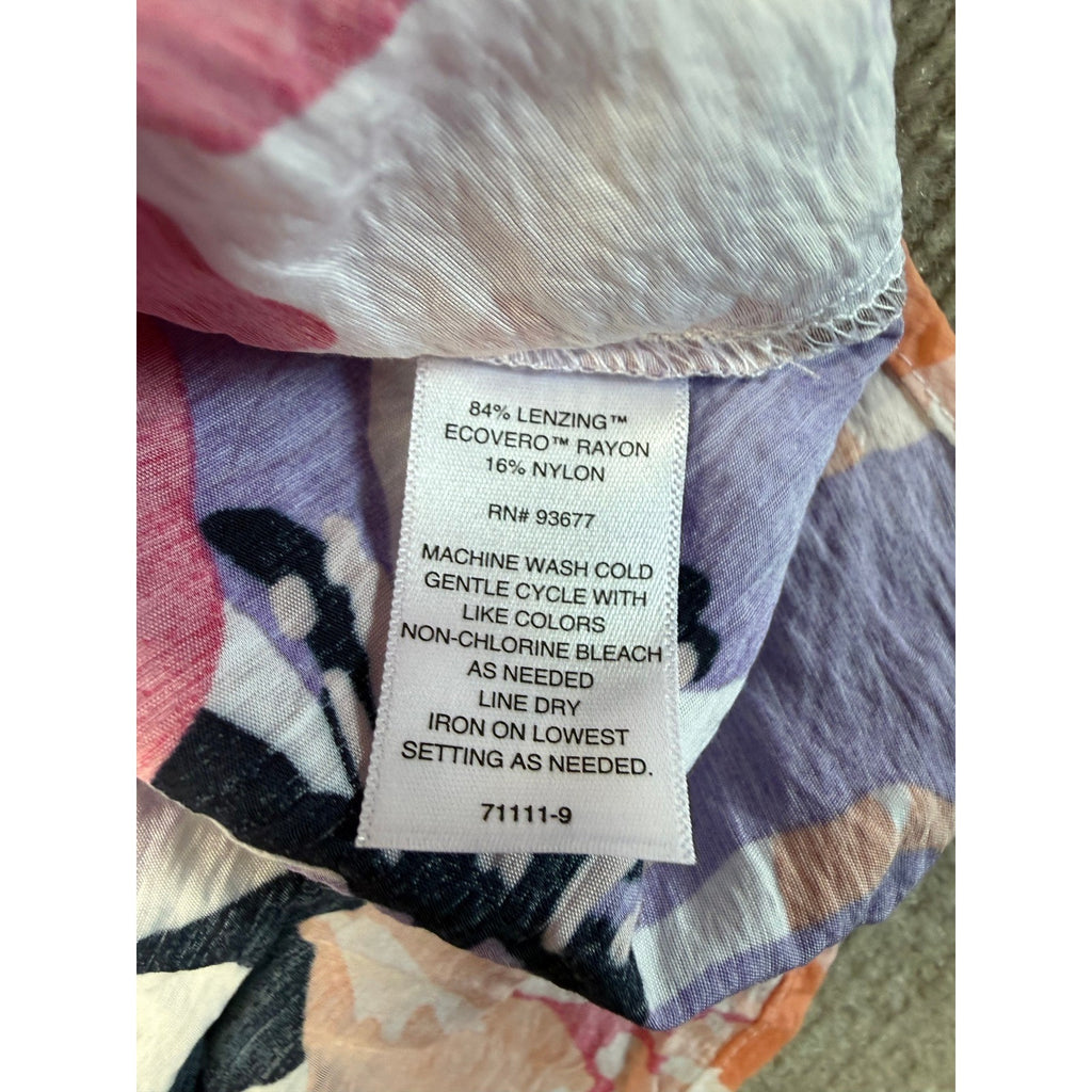 MSRP $50 Liz Claiborne White Floral L Tall Long Sleeve Button-Up Shirt