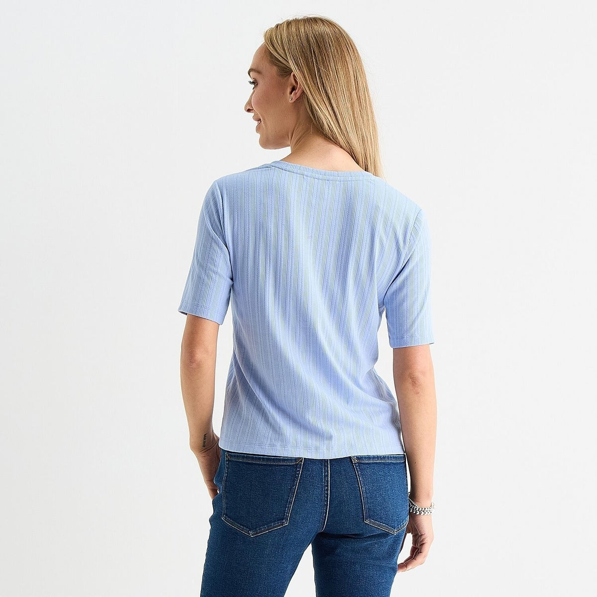 MSRP $38 Liz Claiborne Womens XXL Tall Brunnera Blue Regular Fit Henley Shirt