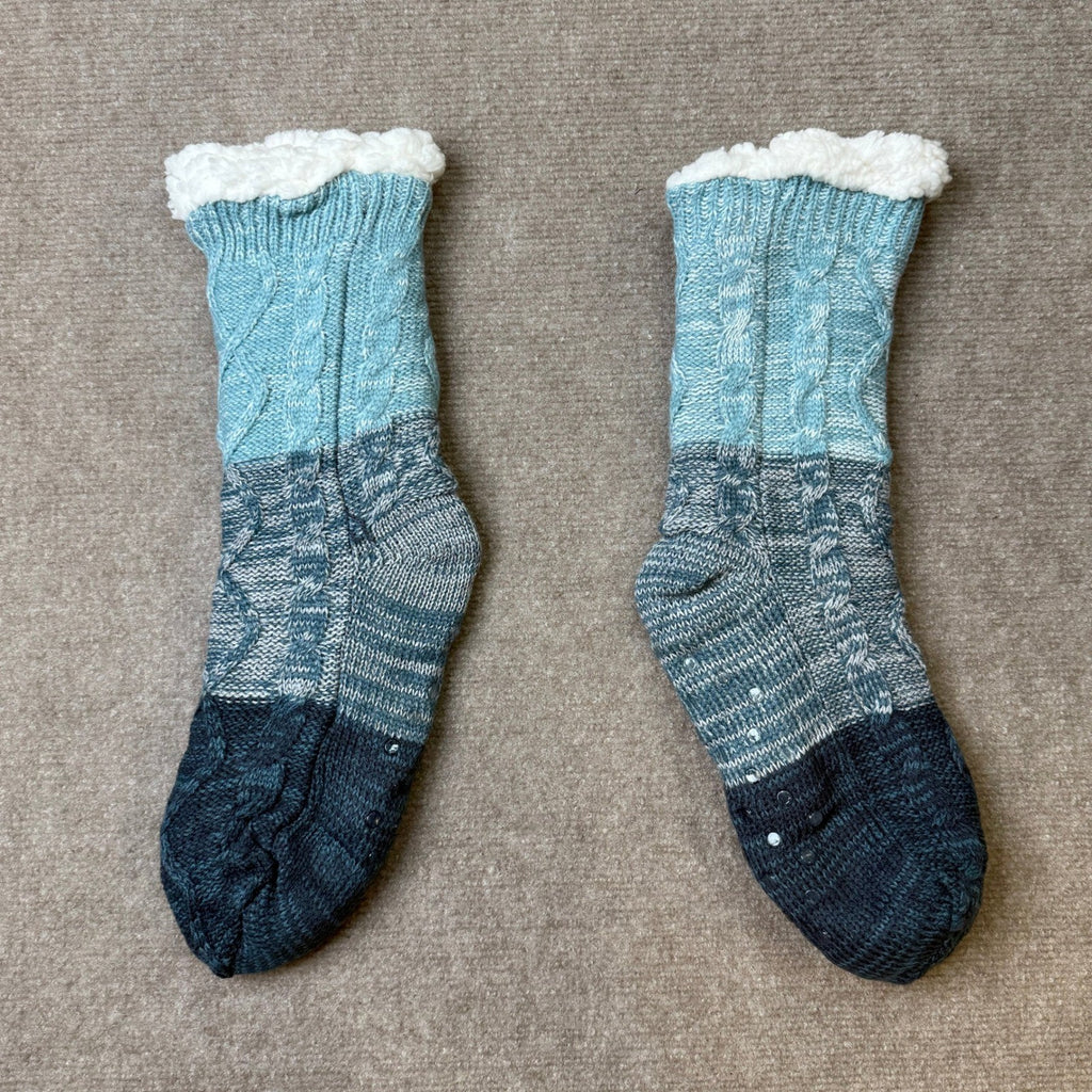 MSRP $17 Anlisim Women Blue Slipper Socks Fluffy Fuzzy Thermal Warm Thick Winter