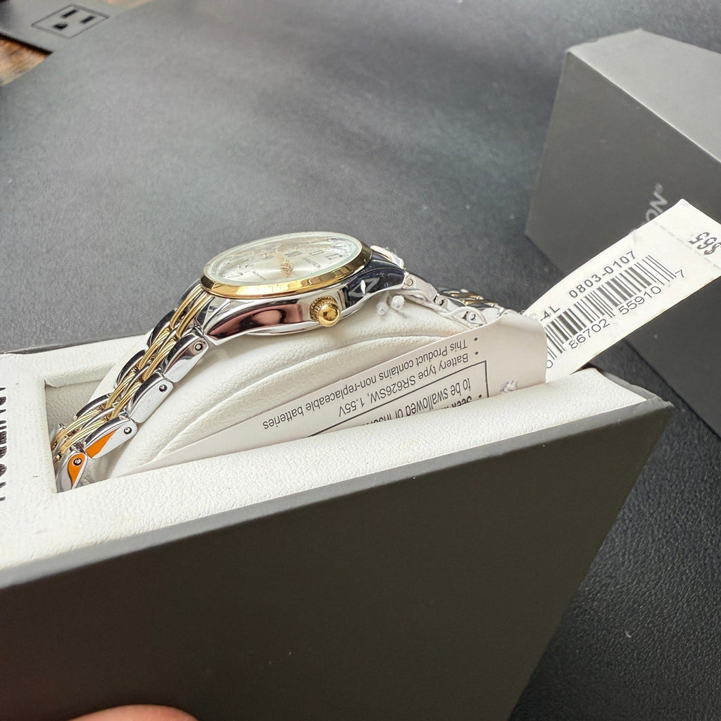 MSRP $65 Armitron Women's 75/5304TTB Two Tone Bracelet Watch New Battery, Ea