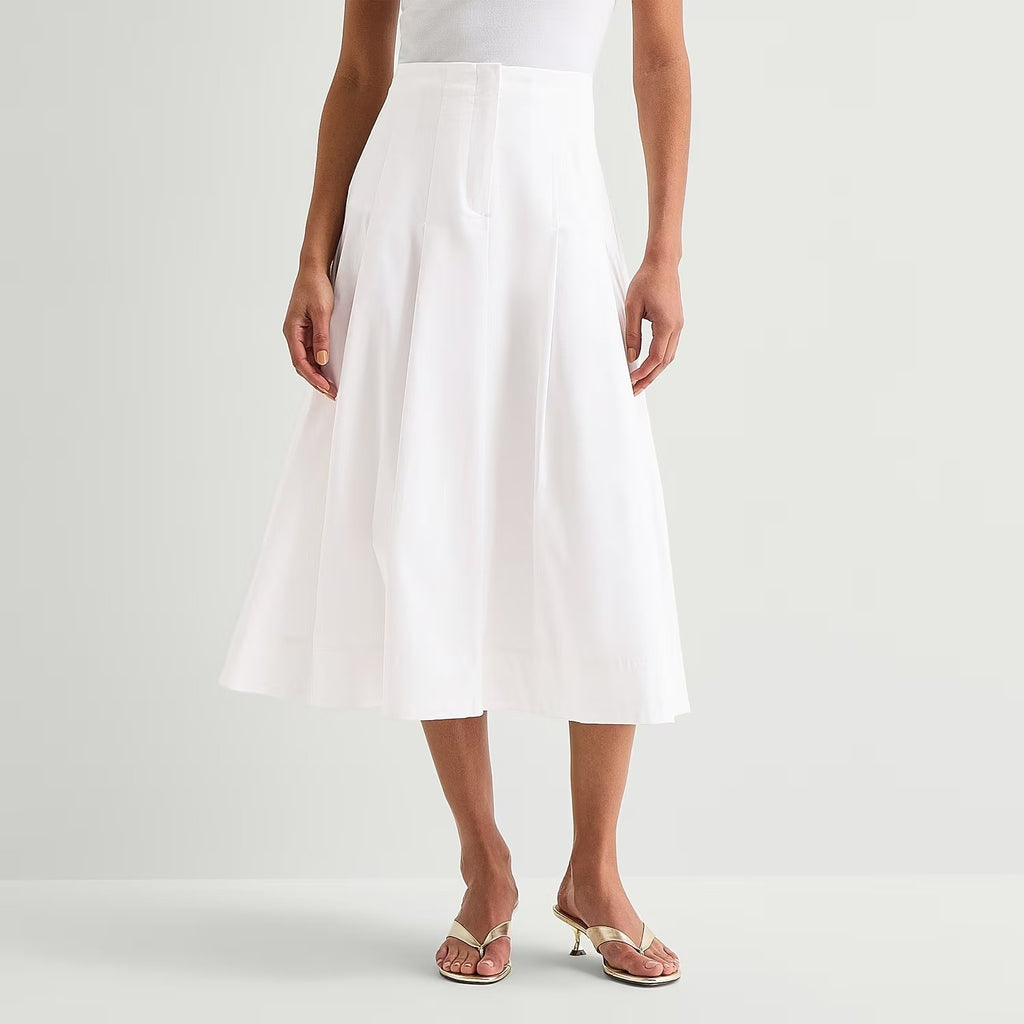 MSRP $68 Worthington Womens 20 White Midi Full Skirt