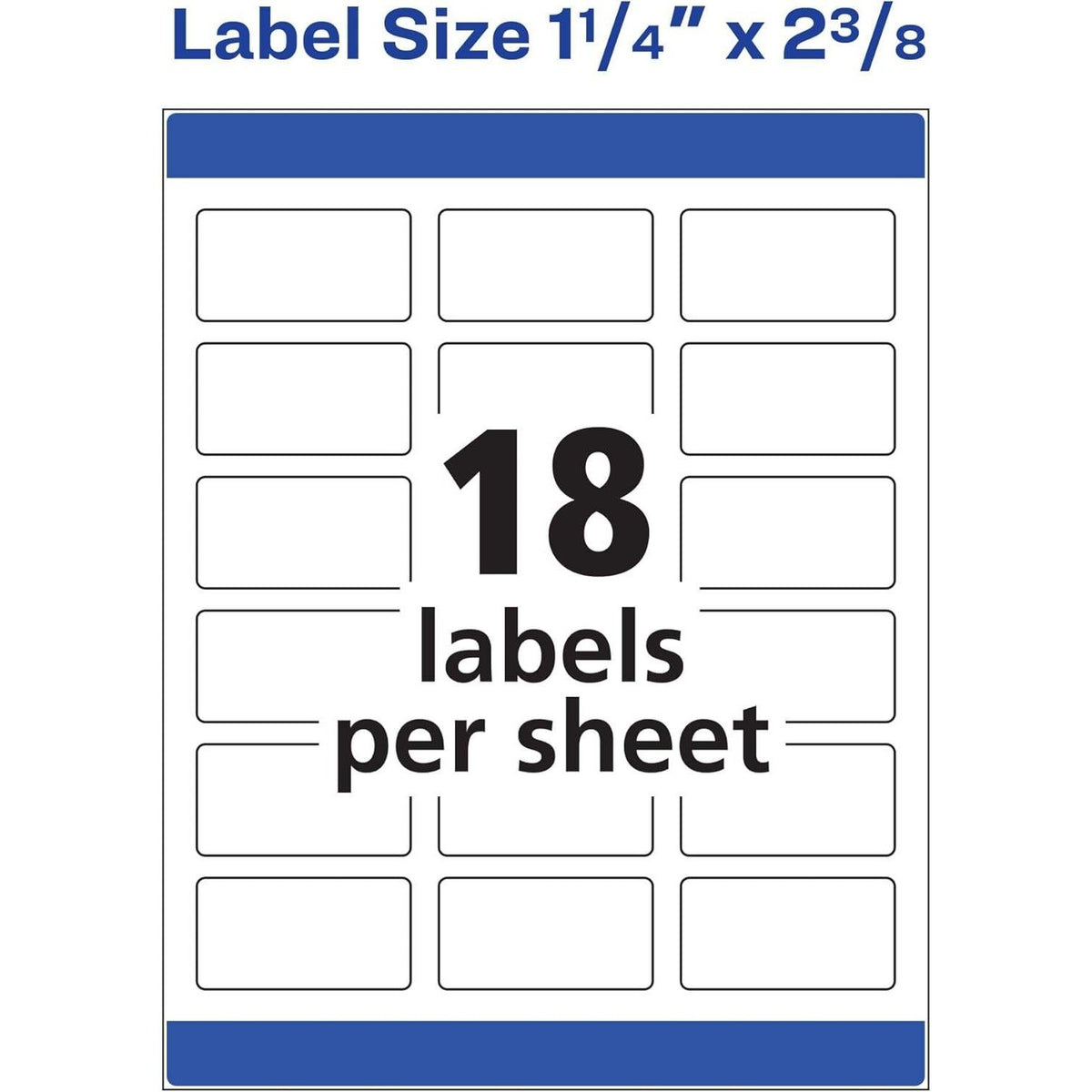Set of 5 Avery 6871 White Color Laser Labels 1-1/4" x 2-3/8" 450/Pack