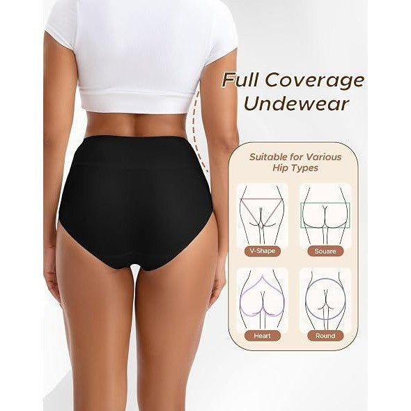 Pack of 5 MSRP $32 INNERSY Womens XL Black High Waisted Underwear Cotton Panties