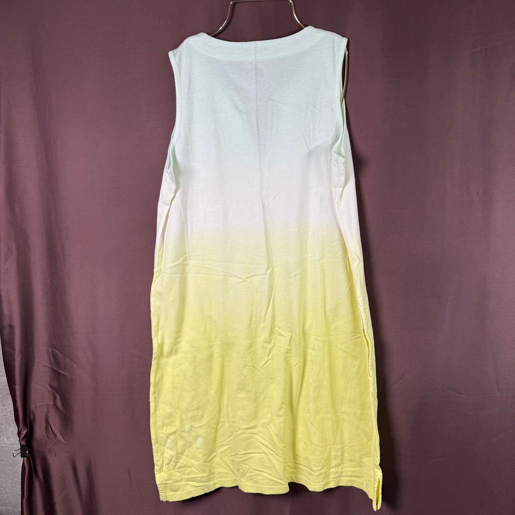 Lands End Womens M Cotton Jersey Sleeveless Swim Cover-up Dress Lemon Lime Ombre
